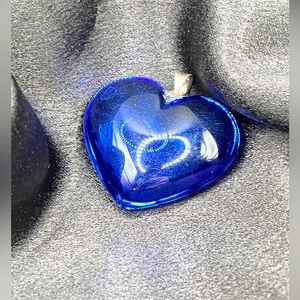 Baccarat Heart Cobalt Blue Sapphire Crystal Pendant